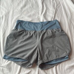 Women's Gray and Blue Athletic Shorts